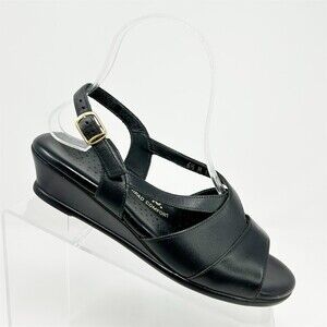 SAS Caress Women's Slingback Wedge Sandals Black Tripad Comfort Size 6.5 M